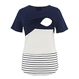 Schwangere Frau Stillen Oberteil Elegant Große Größen Kurzarm Spitze Spleißen Top Multifunktions Blusen Basic Rundhals Lose T-S