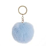 Dailygocn Plüsch Schlüsselanhänger, 8cm, flauschiger Ball, Pompons, Autotasche, Schlüsselanhänger, Anhänger, Schmuck, Partygeschenk (Blau)