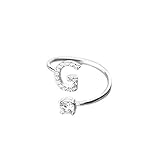 UINGKID Schmuck Damen Ring Modische und einfache Öffnung 26 Buchstaben mit Diamant Ring Damen Schmuck