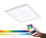 EGLO connect LED Panel Salobrena-C, 1 flammige Deckenlampe aus Alu und Kunststoff in Weiß, LED Deckenleuchte mit Fernbedienung, Lichtfarbe einstellbar (warmweiß – kaltweiß), RGB, dimmbar, L x B 30
