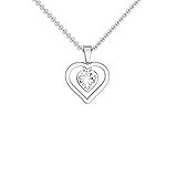 Herzkette Halskette Damen Silber 925 | Frauen Kette mit Anhänger Herzanhänger | Echte Silberkette mit Zirkonia-Herz | Geschenk Freundin + Gravur *Ich Liebe Dich* | Silber-Schmuck W