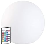 Lunartec Solarkugel: Solar-LED-Leuchtkugel mit Fernbedienung, RGBW, 60 Lumen, IP67, Ø 30 cm (Solarleuchtkugel)