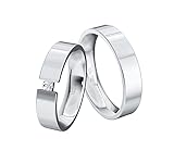 JC Trauringe 925er Sterling Silber Paarpreis I Eheringe mit kostenfreier Gravur I Verlobungsringe 5,00 mm breit inkl. Etui-Box I Herrenring ohne & Damenring mit Zirkonia-Steinen I Gr. 48 bis 72 I S907
