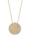 Remi Bijou Halskette MIT Gravur - Gravurplatte 2,5 cm mit Strasssteinen Blaues Auge Nazar Boncuk, ColorName:G