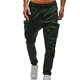 Mingfa.y Outdoor Hosen für Herren Lang Lange Regular Fit Softshellhose Weich Jogger Sweathose Modischer Cargohose Hip Hop Pants Baggy Atmungsaktiv L