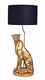 XL Tischlampe Leopard Gold Schwarz Panther Art Deco Bodenlampe Tischleuchte 77cm cw230 Palazzo Exk