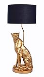 XL Tischlampe Leopard Gold Schwarz Panther Art Deco Bodenlampe Tischleuchte 77cm cw230 Palazzo Exk