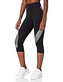 Amazon-Marke: AURIQUE Damen Capri-Sportleggings mit Print, Schwarz (Black/White), L