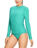 CRZ YOGA Damen Long Sleeve Rash Guard Swimsuits UPF 50+ Langarm Badeshirt UV-Schutz Bademode Blarney Green 42