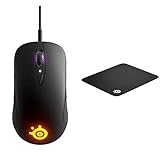 SteelSeries Sensei Ten - Gaming-Maus - TrueMove Pro Optical Sensor mit 18.000 CPI - 8 programmierbare Tasten & QcK - Gaming-Mauspad - Stoff - Gummiunterseite - Schwarz (320mm x 270mm x 2mm)