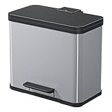 Hailo Öko trio Plus L | Mülltrenner 3 x 9 Liter | 27 Liter | Soft Close Deckeldämpfung | 3-In-1 Treteimer mit Inneneimern | Mülleimer rechteckig | Made in Germany | Stahlblech | silb