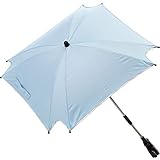 XL SONNENSCHIRM für Kinderwagen und Buggys UV-SCHUTZ 50 / Schirm (WASSERDICHT) (HELLBLAU)