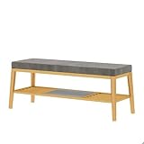 BXU-BG. Bequeme Schuh Bench Aufbewahrungsbank, Schuhbank mit gepolstertem Sitz und Metall Regal, Flur Wohnzimmer, Stabiler Metallrahmen Compatible with Flur Wohnzimmer (Farbe: Grau, Größe: 100x35x45