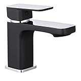 SCHÜTTE 43106 MADAGASKAR Waschtischarmatur mit Ablaufgarnitur, Mischbatterie mit Pop-Up Ventil, Badarmatur Waschbecken, Einhebelmischer Badezimmer, Wasserhahn Bad, Schwarz C