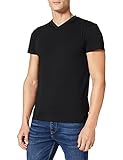 Lower East Herren T-Shirt mit V-Ausschnitt aus 100 % Baumwolle, Schwarz (5er Pack), XL