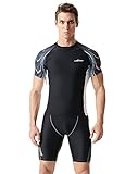 titivate Herren Stretch-Neoprenanzug, Zwei Stück Sommer Nasstaucheranzug für Schnorcheln, Tauchen, Schwimmen, Surfen (Schwarz, L)