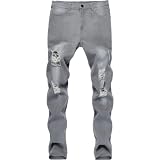 Trendige, zerrissene Slim-Fit-Jeans für Herren Einfacher Stretch und bequemer Alltag All-Match Casual Washed Zipper Jeans XXL