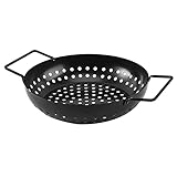 mit Loch Fleisch Gemüse Camping Antihaft Ergonomischer Griff Home Grillschale Tragbarer Multifunktions-Grillkorb mit verzogenem R