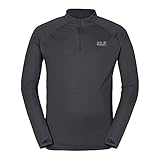 Jack Wolfskin Passion Trail Chill Herren Outdoor-Langarmshirt, 1/2-Reißverschluss, Anthrazit, anthrazit, L