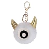 Keychain Pu Leder Einäugiges Monster Kreative Weiße Fellkugel Weiches Gepäck Anhänger Auto Schlüsselanhänger Einzigartige Persönlichkeit Und Exquisiten Modetrend Schlüsselanhänger Kinder Schlüsselb