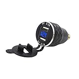 Pceewtyt Din zu USBAdapter des Doppel 5V 2.1A,Aluminium Legierung Europpisches Motorrad USBLadegerrt Din Stecker Steck Dose Steck Dose Voltmeter für Motorrad/Telefon//GPS/S