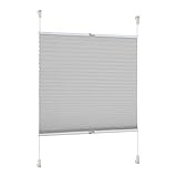 Rapid Teck® Klemmfix Thermo Plissee 50cm x 130cm Weiß Blickdicht Faltrollo Jalousie Rollo ohne Bohren Klemmrollo Fertigp