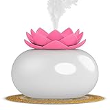 N//B Diffusor Für Ätherisches Öl, 200 Ml Blumen-Diffusor Für Ätherisches Öl, Dekorativer Aromatherapie-Diffusor, Niedlicher Lotus-Keramik-Luftbefeuchter-Handwerk, USB-Timer 12 Stunden,R