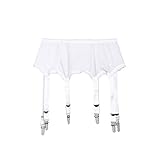 Frecoccialo Women's Suspender Stockings Transparente sexy Spitze 6 Strap Garter Suspender Belt for Stockings, 1-weiß,  M