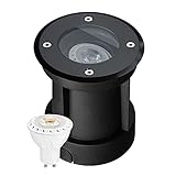 LED Bodeneinbaustrahler Set - Schwenkbar - Schwarz - 7W LED GU10 von LEDANDO - warmweiß - rund - IP67