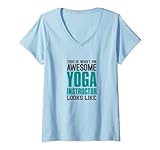 Damen So sieht ein cooler Yogalehrer aus Yog Geschenk Yoga-Lehrer T-Shirt mit V