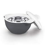 MAXXMEE Thermo-Schüsseln mit Deckeln 3er Set | Metallic Design Thermobehälter, Temperaturbeständig -20°C bis 100°C, bis zu 5 Stunden warm/kalt | Edelstahl [500ml, 900ml, 1400ml]