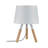 Paulmann 79646 Neordic Berit Tischleuchte max. 1x20W Tischlampe für E27 Lampen Nachttischlampe Weiß/Holz 230V Stoff/Holz/Metall ohne L