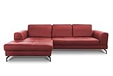 CAVADORE Ledergarnitur Benda/ Großes Ecksofa mit XL-Longchair links & Federkern / Inkl. Sitztiefenverstellung / 284 x 87 x 175 / Echtleder: R