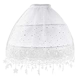 GUMEI Petticoat Damen Lolita Weiß Tüll Petticoat Rock Moon Star Quaste Saum 2 Creolen Unterrock