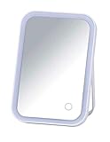 WENKO LED Kosmetik-Standspiegel Arizona - Kosmetikspiegel, Leucht-Spiegel, Spiegelfläche: 12 x 15.5 cm, Kunststoff, 4 x 22 x 15 cm, Weiß
