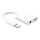 [Apple MFI zertifiziert] Kopfhörer-Adapter für iPhone, 2 in 1 Lightning auf 3,5 mm AUX Audio Dongle Zubehör für Kopfhörer kompatibel mit iPhone 12/11/XR/X 8 7/iPad, unterstützt alle iOS-Weiß