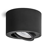 linovum LED Aufbauleuchte SMOL schwarz - flach & schwenkbar - Aufbaustrahler inkl. wechselbarem LED Modul 5W warmweiß 230V