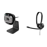 Microsoft LifeCam HD-3000 (Webcam, Skype Zertifiziert) & Sennheiser PC 5 - Passives Geräuschunterdrückendes Multi-Plattform On-Ear-Stereo Headset PC, Kopfhörer mit Kabel & Mik