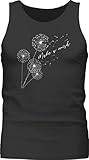 Sprüche Statement mit Spruch - Pusteblume Make a Wish Weiß - M - Schwarz - Geschenk - BCTM072 - Tanktop Herren und Tank-Top M