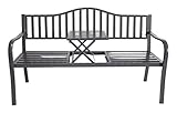 1a-Handelsagentur Metall-Gartenbank mit integriertem Klapptisch 3-Sitzer Sitzbank Gartenmöbel Bank