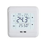 Entireface Digitaler Thermostat Raumthermostat Programmierbares Wandthermostat Raumregler Digital Thermostat + Touch-Screen Unterputz mit Fühler für Fußbodenheizung (Weiß, 8.6 * 8.6CM)
