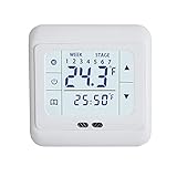 Entireface Digitaler Thermostat Raumthermostat Programmierbares Wandthermostat Raumregler Digital Thermostat + Touch-Screen Unterputz mit Fühler für Fußbodenheizung (Weiß, 8.6 * 8.6CM)