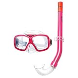 chiwanji Kinder Schnorchel Set, Tauchbrille Kind Schwimmbrille mit Nasenabdeckung Tauchmaske Und Schnorchel Schnorcheln Getorte Schnorchelbrille für Juge - Rosa, S