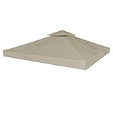 Gawany 2-Stufiges Pavillondach Ersatzdach mit PVC-Beschichtung Stoffgewicht 310 g/m²3 x 3 m Taupe für Pavillon G