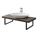 [neu.haus] Waschtischplatte 100 x 45 x 30 cm Waschtischkonsole Handtuchhalter Metallgestell Spanplatte Walnussoptik