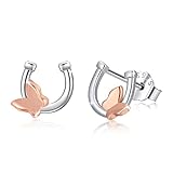 Hufeisen Ohrstecker 925 Sterling Silber Schmetterling Ohrstecker Hufeisen Ohrringe Niedliche Tier Ohrstecker Hypoallergen Hufeisen Schmuck Geschenke für Frauen M