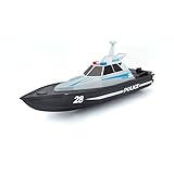 Bauer Spielwaren M82196 Tech R/C Polizeiboot: Ferngesteuertes Spielzeugboot im Polizei-Look, 35 Meter Reichweite, Akku mit USB-Ladefunktion, 34 cm, schwarz -582196