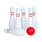 WERTYU Bowling-Set Bowlingspielzeug Holzset for Kinder Indoor Outdoor-Sportarten Mit 1 Ball 6-Pin for Kinder Erw