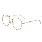 2020 Klassische Retro Runde Liebe Gläser Rahmen, Runde Linse Flache Optik Einfache Metalldamen Brille Rahmen (Color : Rosegold, Size : +350)
