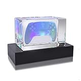 Zelaro Glas Kristall mit Gaming Controller Geschenke für Männer und Frauen Geschenkidee für Freund und Freundin zum Spieleabend Schreibtisch Gaming Deko mit RGB Beleuchtung (8 x 5 x 5 cm)